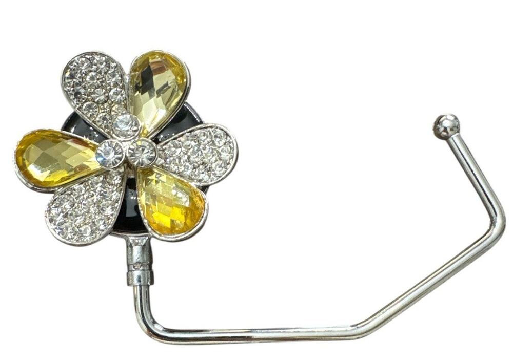 SPRING STREET DESIGN CRYSTAL FLOWER HANDBAG HOLDER PURSE HOOK NEW GIFT ITEM